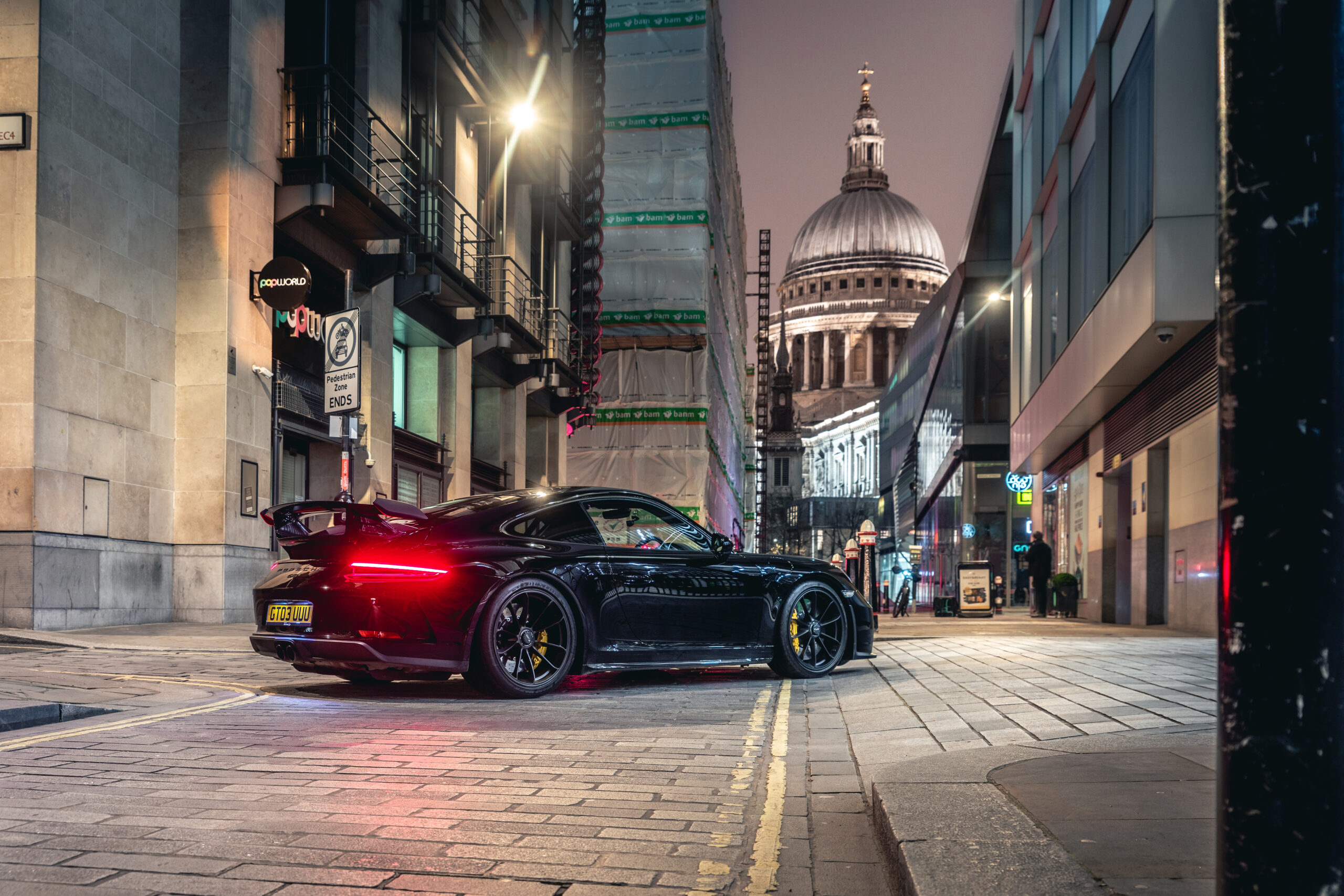 black porsche in the city